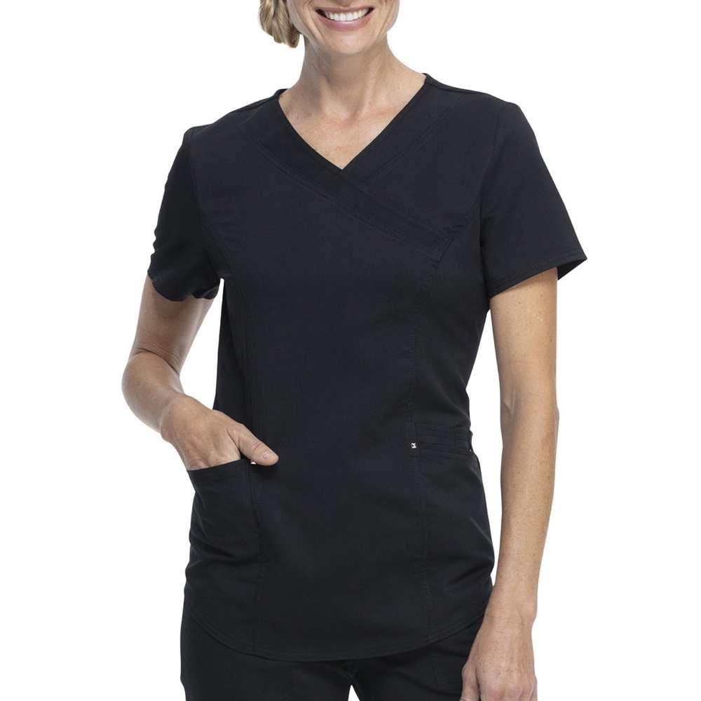 Scrubstar Mock Wrap Scrub Top Black M